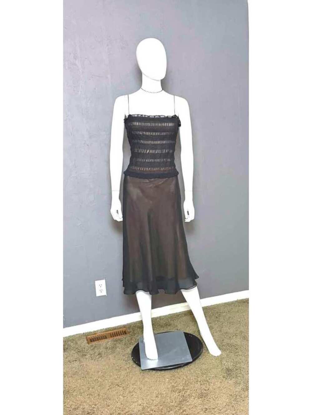 1990's Black Chiffon Slip Dress LAUNDRY by Shelli Segal size 10